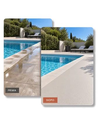 resina per bordo piscina prima e dopo